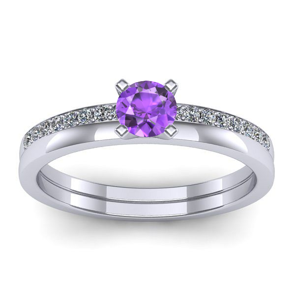 Inel de logodna cu ametist rotund