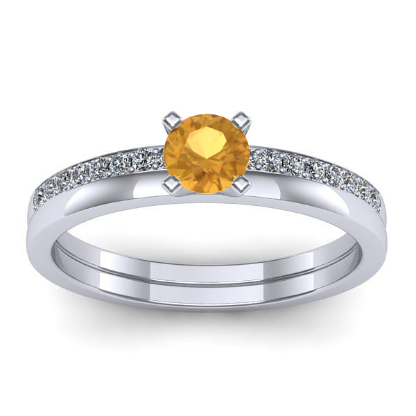 Inel logodna cu citrin rotund