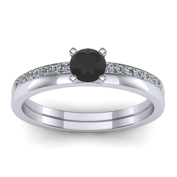 Inel de logodna cu diamant negru rotund