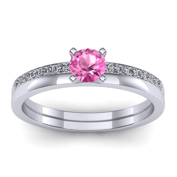 Inel de logodna cu safir roz rotund