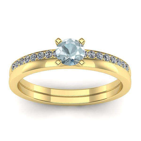 Inel de logodna cu aquamarin rotund