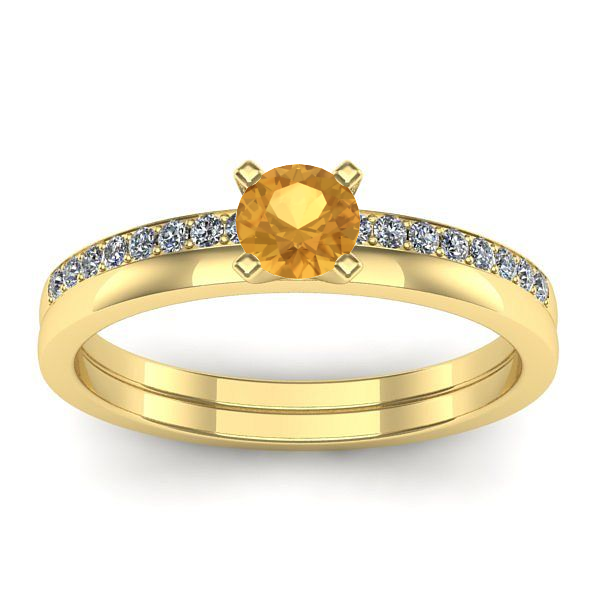 Inel cu citrin rotund