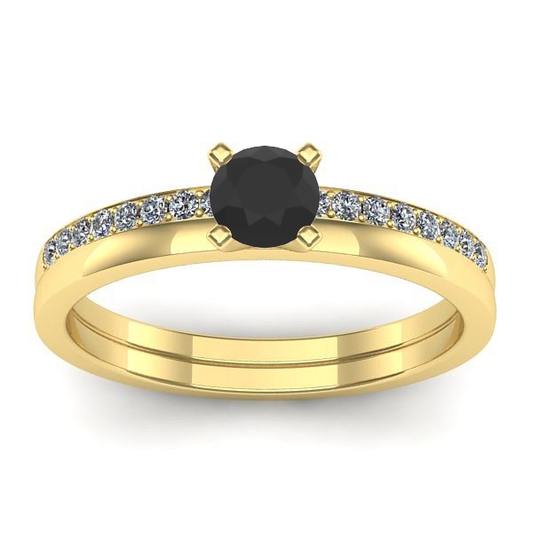 Inel logodna cu diamant negru rotund