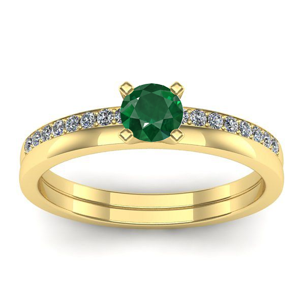 Inel logodna cu smarald rotund
