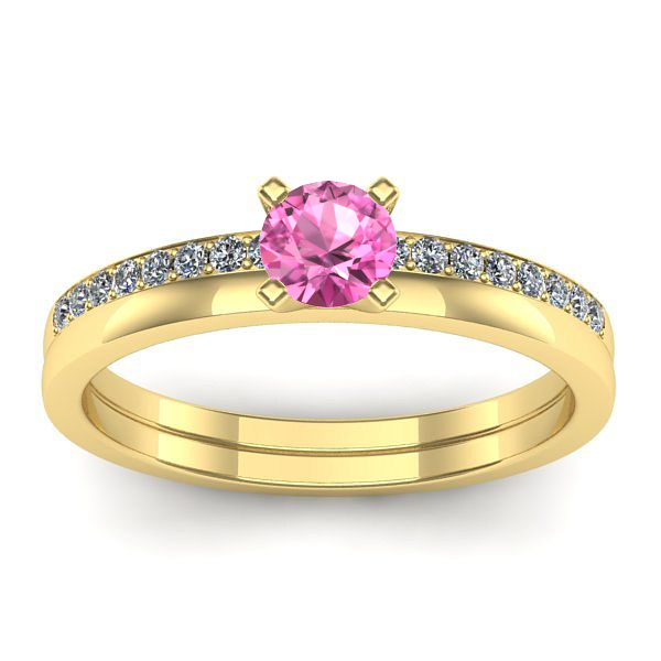 Inel logodna cu safir roz rotund