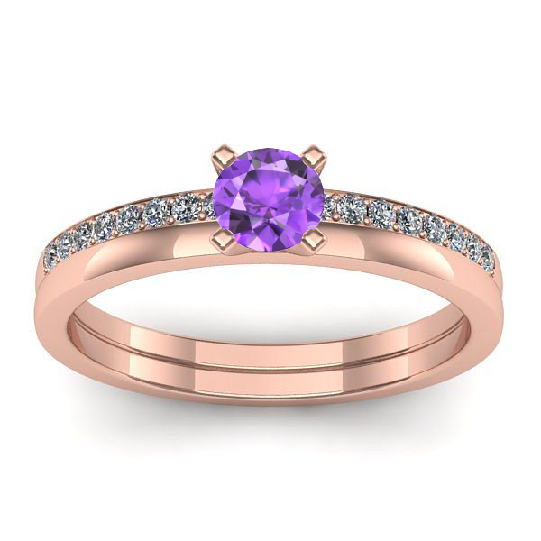 Inel logodna cu ametist rotund