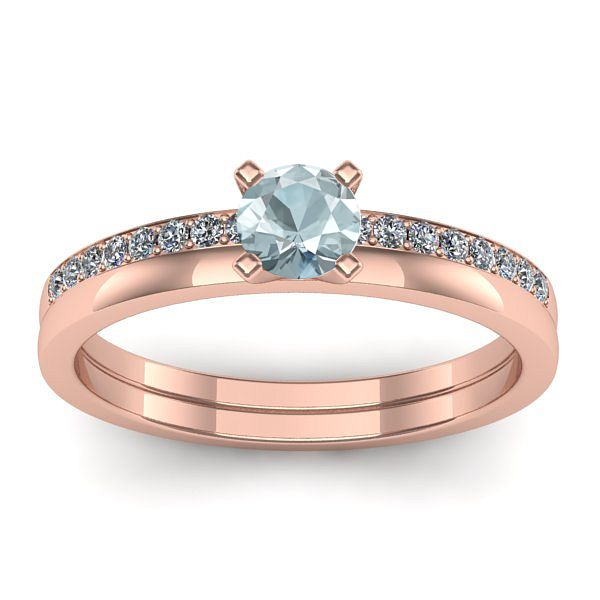 Inel de logodna cu aquamarin rotund