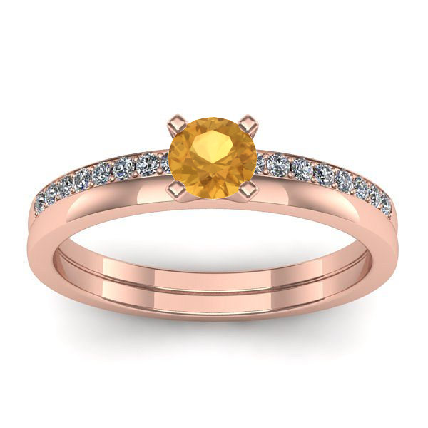 Inel logodna cu citrin rotund