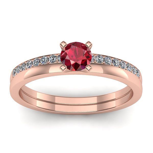 Inel de logodna cu rubin rotund