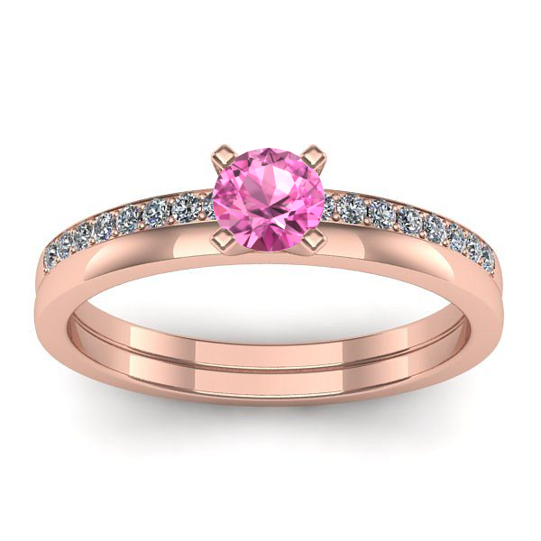 Inel cu safir roz rotund