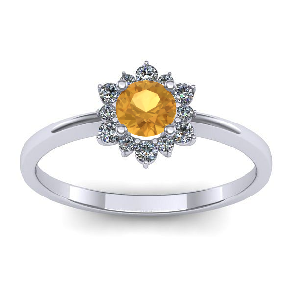 Inel cu citrin rotund