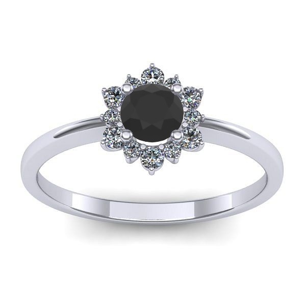 Inel cu diamant negru rotund