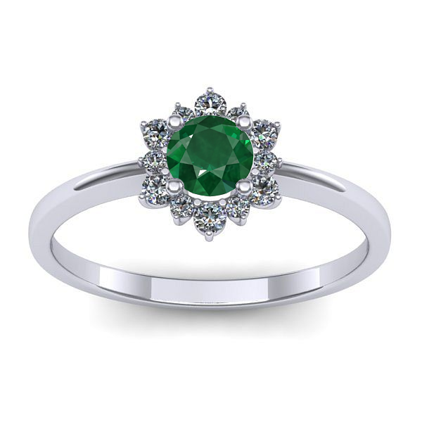 Inel logodna cu smarald rotund