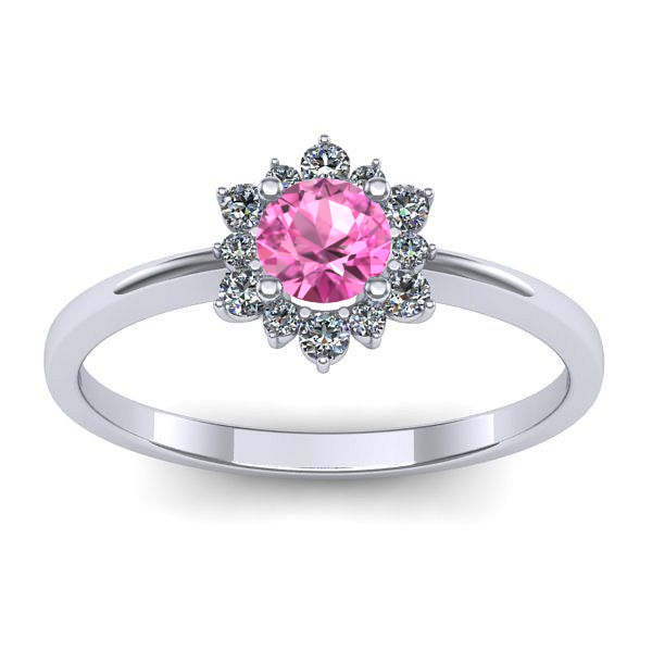 Inel de logodna cu safir roz rotund