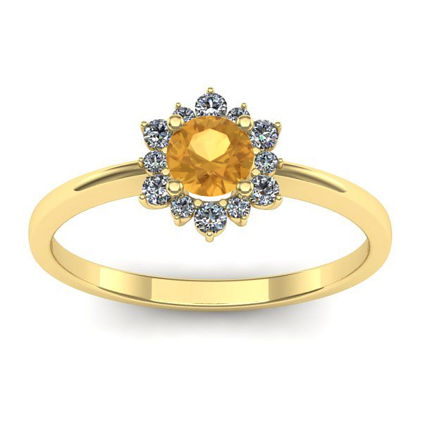 Inel cu citrin rotund