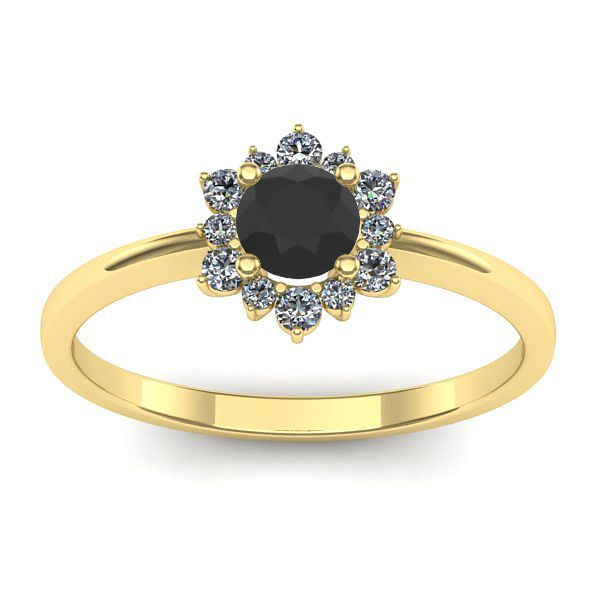 Inel de logodna cu diamant negru rotund