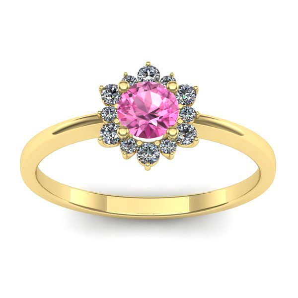 Inel logodna cu safir roz rotund