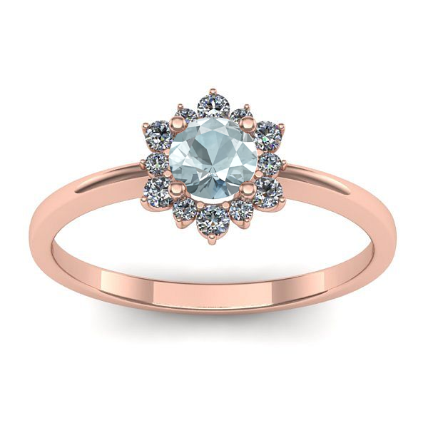 Inel cu aquamarin rotund