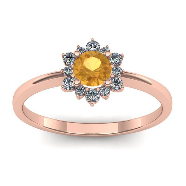 Inel cu citrin rotund