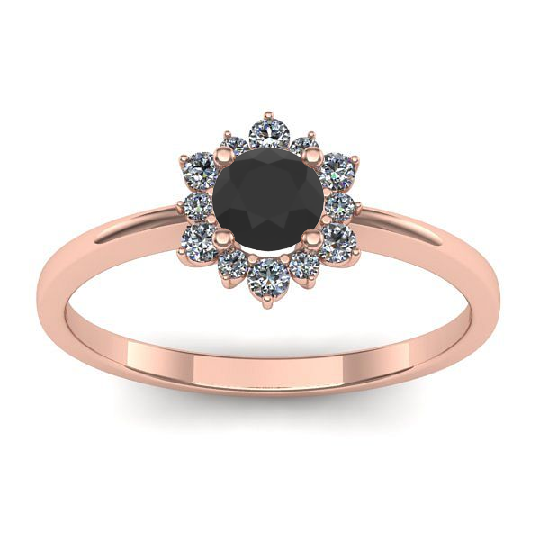 Inel de logodna cu diamant negru rotund