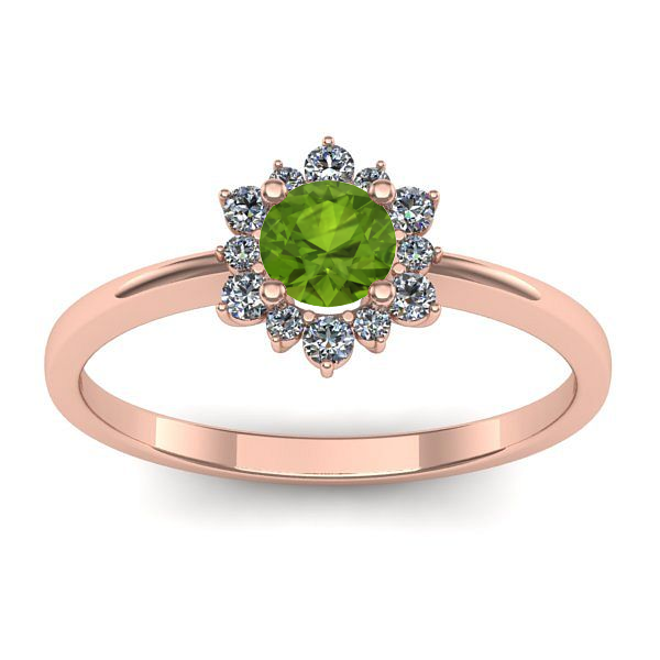 Inel cu peridot rotund