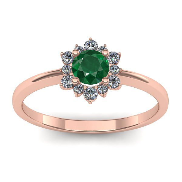 Inel de logodna cu smarald rotund