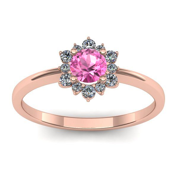 Inel logodna cu safir roz rotund
