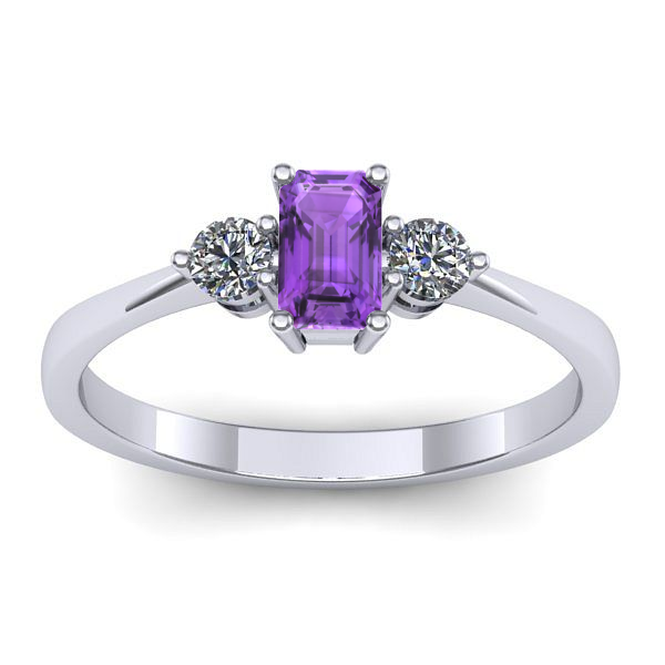 Inel logodna cu ametist dreptunghiular