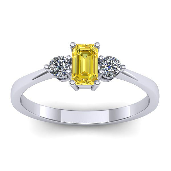 Inel logodna cu safir galben dreptunghiular