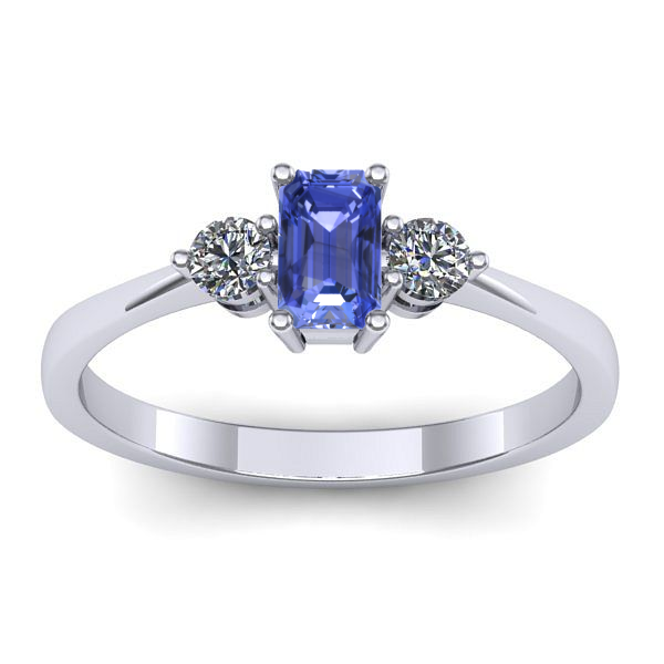 Inel logodna cu tanzanit dreptunghiular