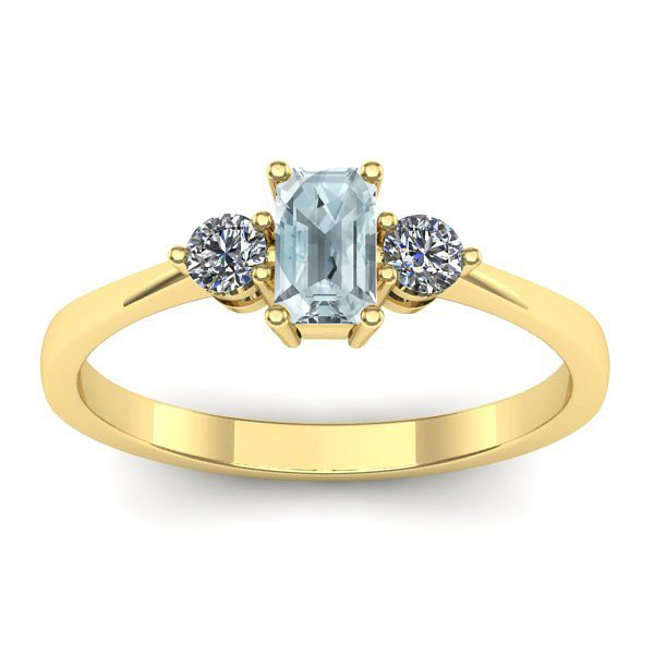 Inel logodna cu aquamarin dreptunghiular