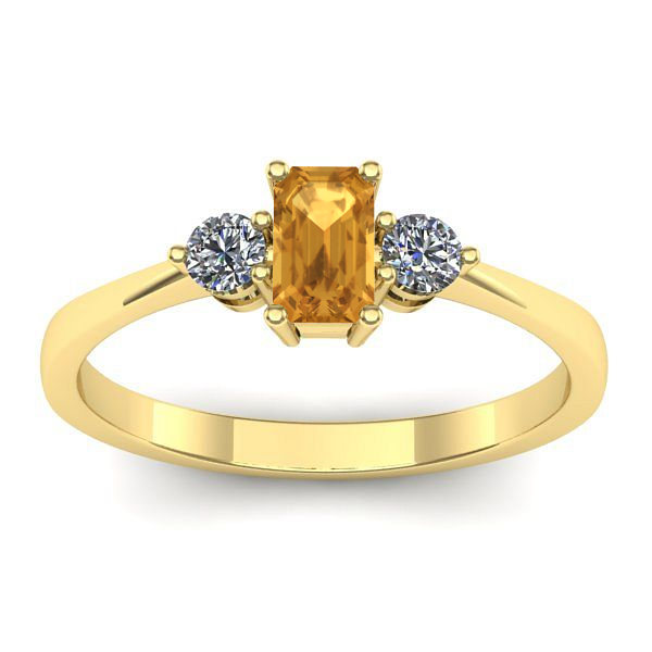 Inel cu citrin dreptunghiular