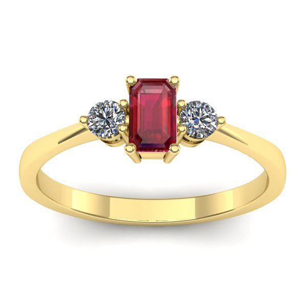 Inel logodna cu rubin dreptunghiular