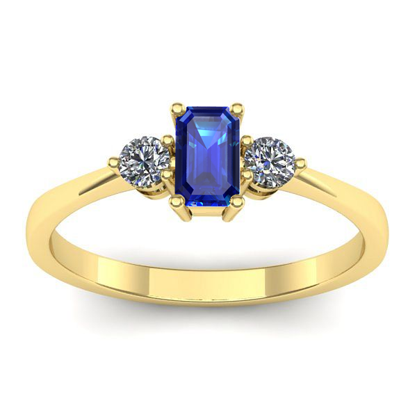 Inel logodna cu safir dreptunghiular