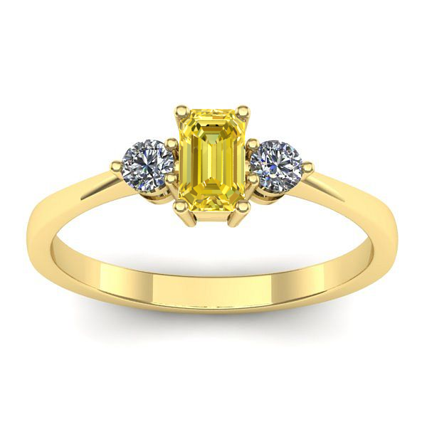 Inel logodna cu safir galben dreptunghiular