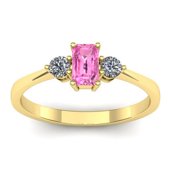 Inel cu safir roz dreptunghiular