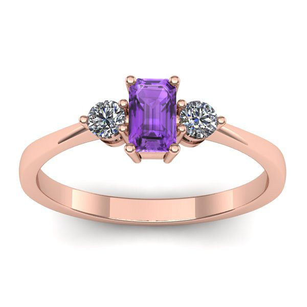 Inel logodna cu ametist dreptunghiular