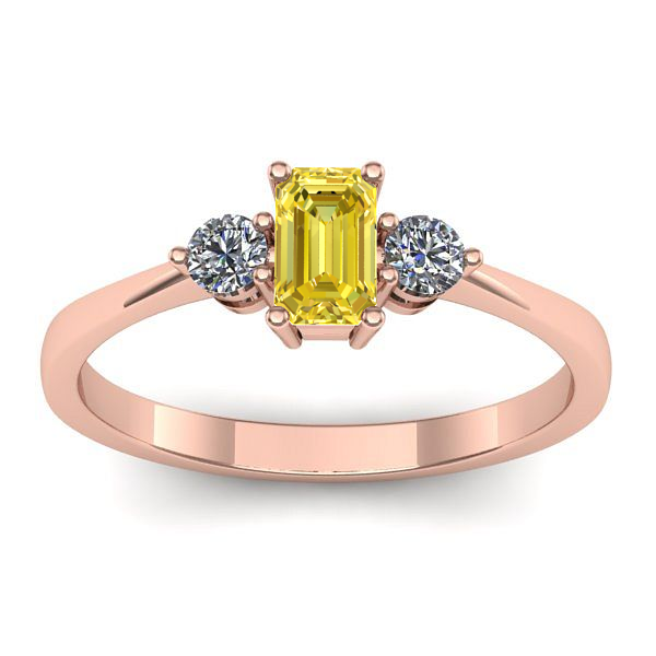 Inel logodna cu safir galben dreptunghiular