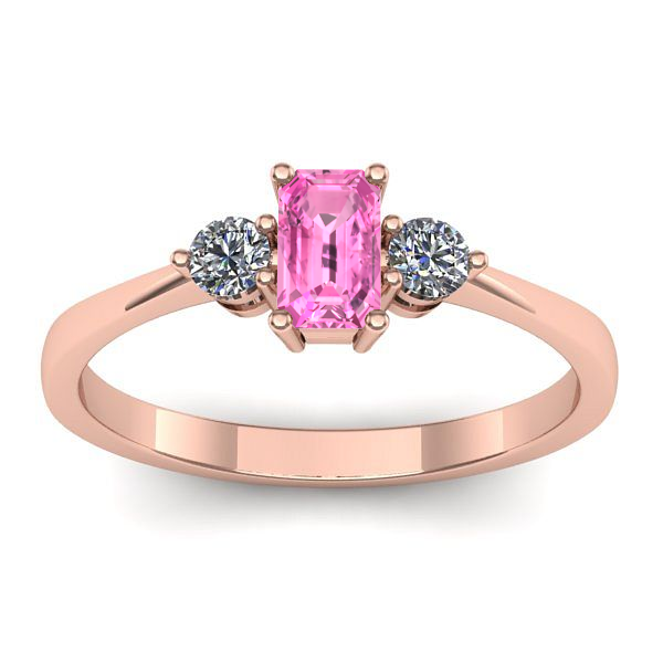 Inel cu safir roz dreptunghiular