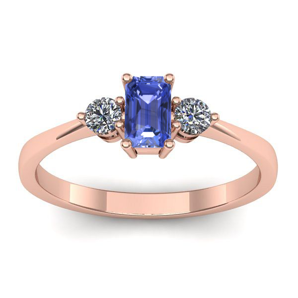 Inel logodna cu tanzanit dreptunghiular