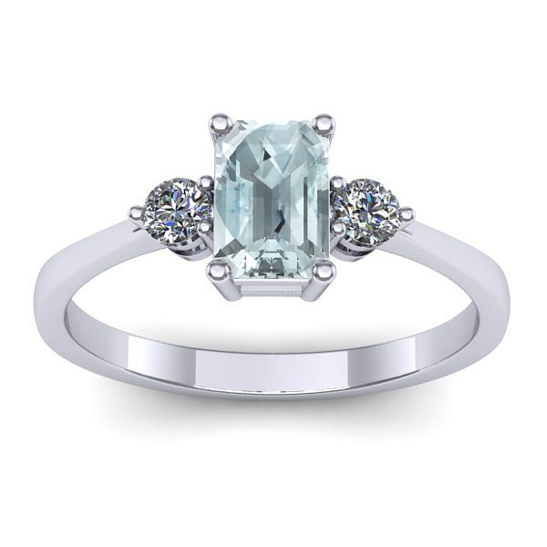 Inel cu aquamarin dreptunghiular