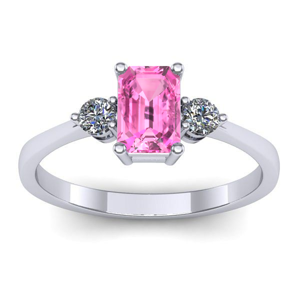 Inel de logodna cu safir roz dreptunghiular