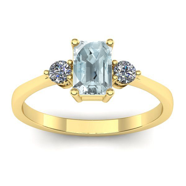 Inel logodna cu aquamarin dreptunghiular