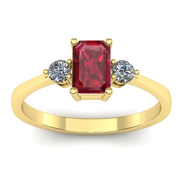 Inel logodna cu rubin dreptunghiular