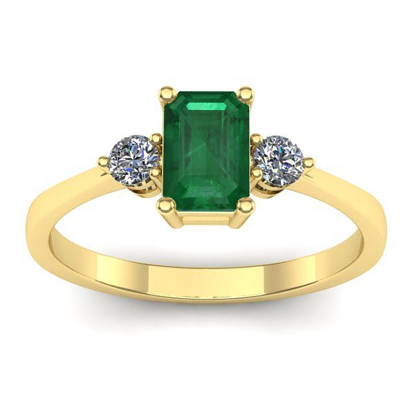 Inel logodna cu smarald dreptunghiular