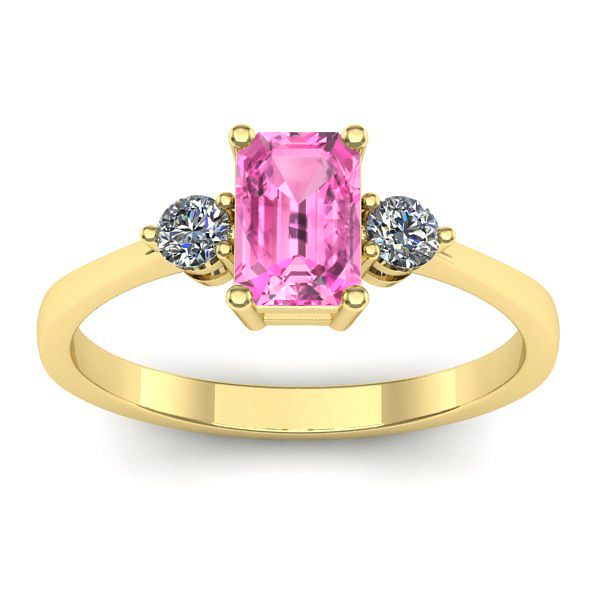 Inel de logodna cu safir roz dreptunghiular