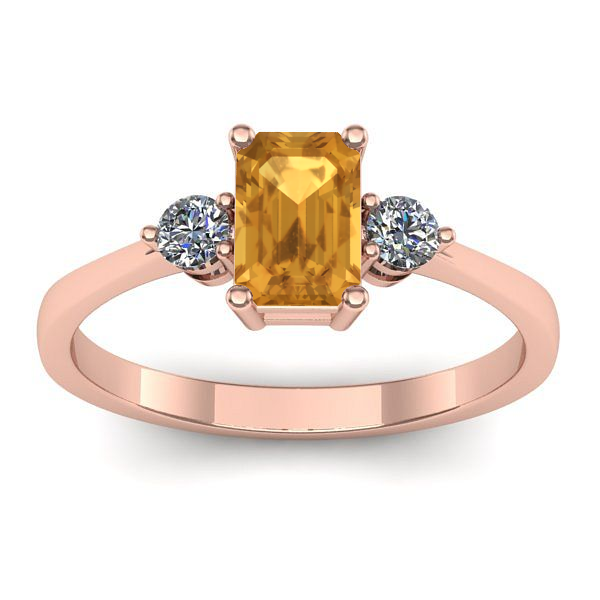 Inel cu citrin dreptunghiular