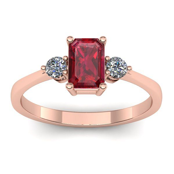 Inel de logodna cu rubin dreptunghiular