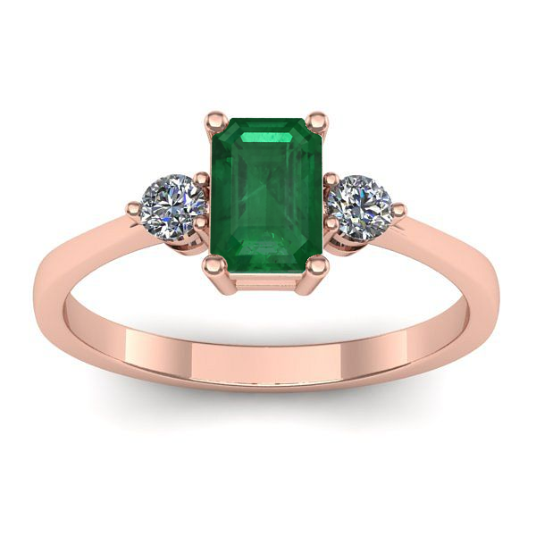 Inel de logodna cu smarald dreptunghiular