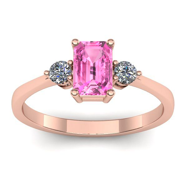 Inel de logodna cu safir roz dreptunghiular